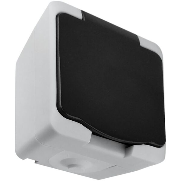 Orno Gniazdo pojedyncze 2P+Z Schuko AQUATIC MINI IP 54 Biało-Czarne, 10 sztuk