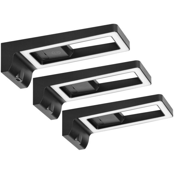 Orno ARTUS zestaw 3 lamp podszafkowych LED, 3x3W, 3x225lm, 4000K, z włącznikiem dotykowym i USB, czarne