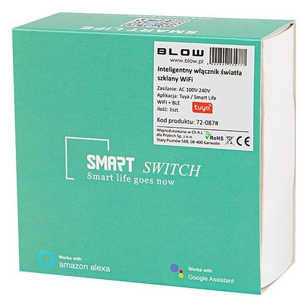 Blow 72-087# Inteligentny włącznik światła szklany wifi tuya