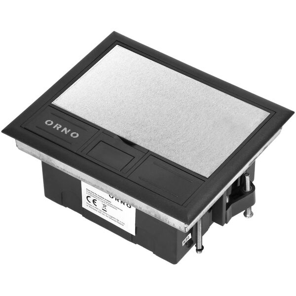Orno Puszka podłogowa na gniazda modułowe 4 x 45x45mm lub 8 x 22,5x45mm, pokrywa: stal nierdzewna, czarna