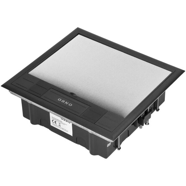 Orno Puszka podłogowa na gniazda modułowe 6 x 45x45mm lub 12 x 22,5x45mm, pokrywa: stal nierdzewna, czarna
