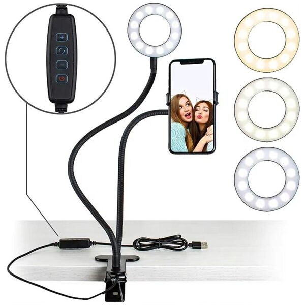 Lampka biurkowa ATL ZD67F Lampa pierścieniowa do selfie       uchwyt
