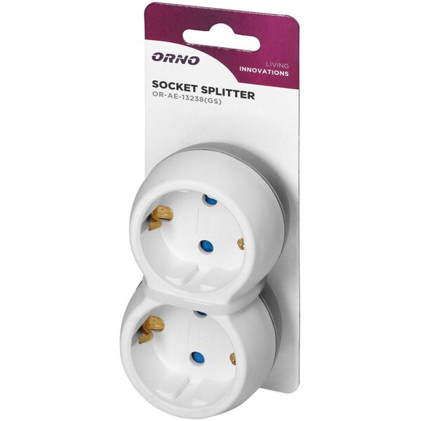 Orno Rozgałęźnik 2x2P+Z (Schuko), biało-szary