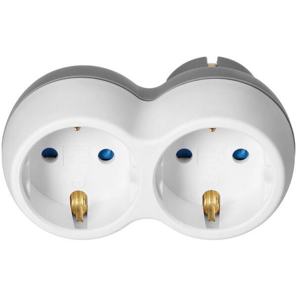 Orno Rozgałęźnik 2x2P+Z (Schuko), biało-szary