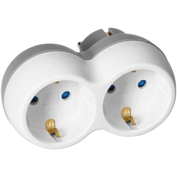 Orno Rozgałęźnik 2x2P+Z (Schuko), biało-szary