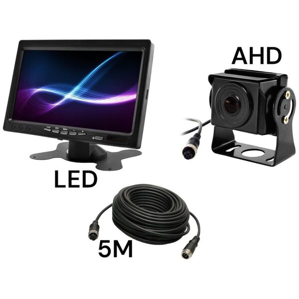 Wideorejestrator Nvox Monitor samochodowy lcd 7 cali 12/24v kabel 5m oraz kamera cofania 4pin zestaw ahd