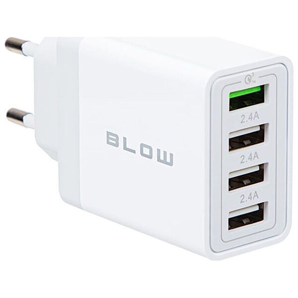 Ładowarka Blow 76-026# Ładowarka sieciowa gniazdo usbx3 + usb qc 30w