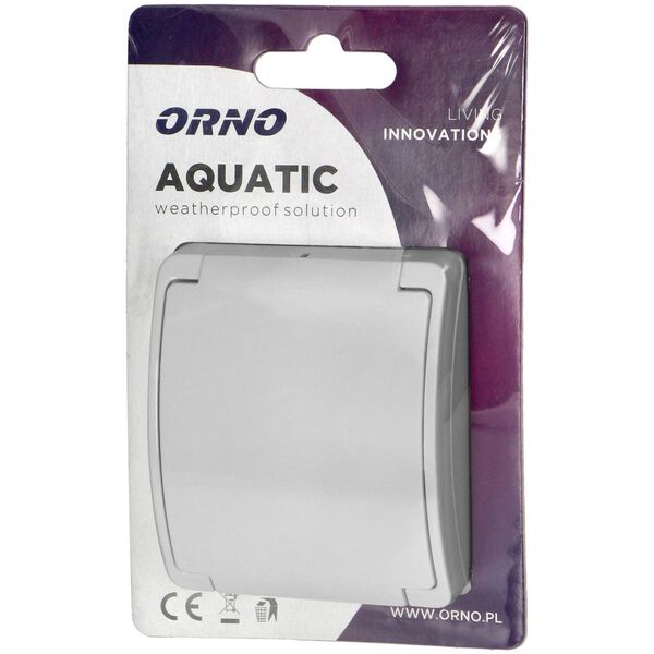 Orno Gniazdo pojedyncze 2P+Z AQUATIC, IP44, białe