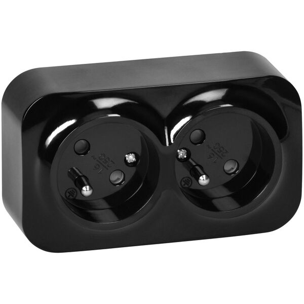 Orno ToDo Gniazdo podwójne 2x2P+Z, 16A/230VAC, IP20, Czarne 10 sztuk
