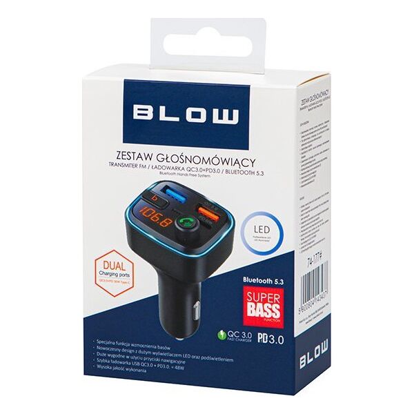 Transmiter FM Blow 74-177# Transmiter fm blow bluetooth5.3+qc3.0 +pd 30w