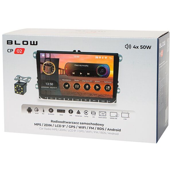 Radio samochodowe Blow 78-349# Radio blow cp02 2din 9" android/wifi/gps/carplay vw/ skoda/ seat