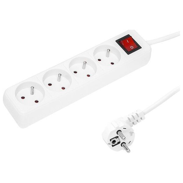 Blow 98-734# Przedłużacz sieciowy pr-470wsp 4-gniazda z uziemieniem+wyłącznik 1,5m biały 3x1,5mm