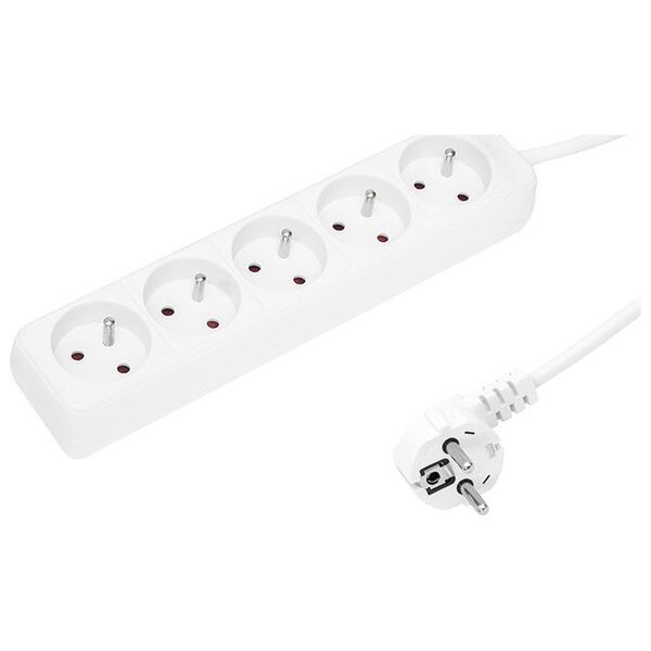 Blow 98-719# Przedłużacz sieciowy pr-570p 5-gniazd z uziemieniem 5m biały 3x1,5mm