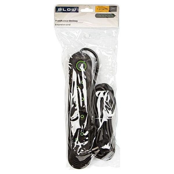 Blow 98-219# Przedłużacz sieciowy ps-420 4-gniazda 3xusb 2m czarny 2x1mm
