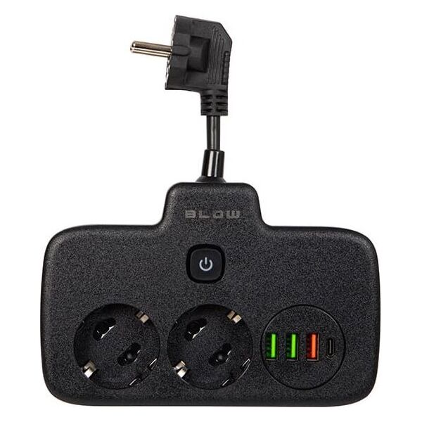 Blow 98-233# Przedłużacz sieciowy ps-310u 3-gniazda 3xusb 0.1m czarny 2x1mm