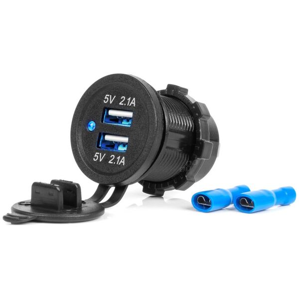 Ładowarka AMiO Ładowarka samochodowa z gniazdami usb wodoodporna 4.2a 2xusb 12v 24v amio-04217