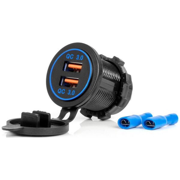 Ładowarka AMiO Ładowarka samochodowa z gniazdami usb wodoodporna 2xusb qc3.0 12v 24v amio-04218