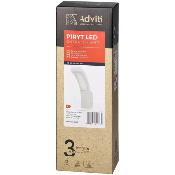 Kinkiet Orno PIRYT LED 10W, oprawa ogrodowa 800lm, IP54, 4000K, biała