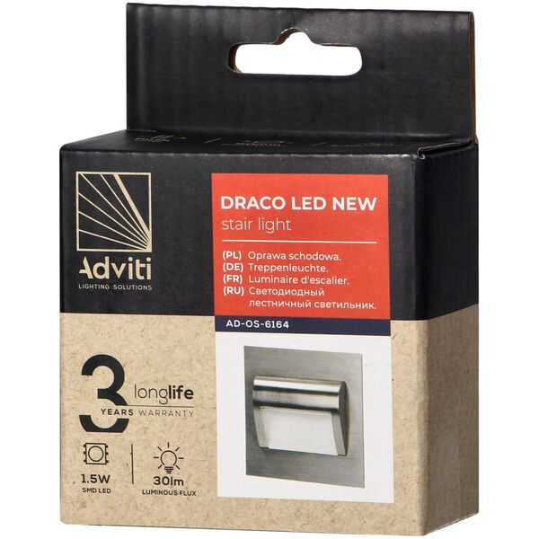 Oprawa schodowa Orno DRACO LED NEW 1,5W, oprawa schodowa podtynkowa, 12VDC, 30lm, 3000K, satyna, innowacyjny sposób montażu