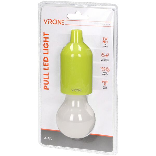 Orno Bateryjna lampka nocna na sznurku 1W LED, 3 x AAA, limonkowa