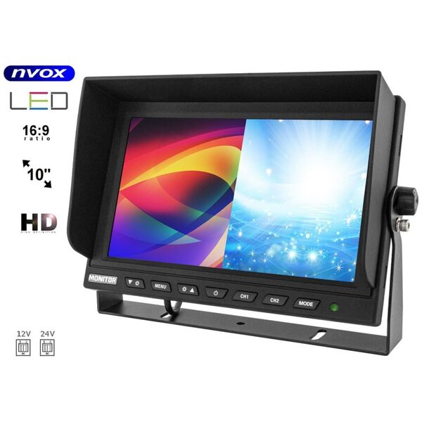 Nvox Monitor  lcd 9cali z obsługa do 2 kamer 4pin 12v 24v