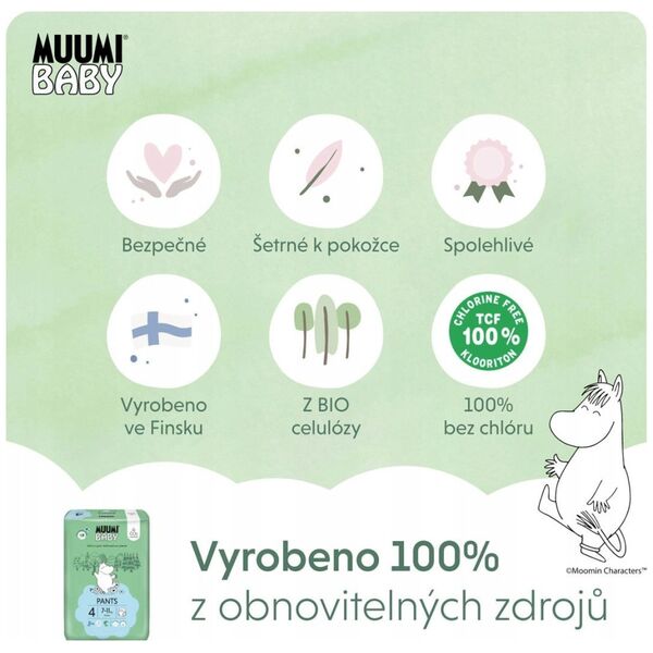 Muumi Baby, Pieluchomajtki ekologiczne 4 (7-11kg), 40 szt.