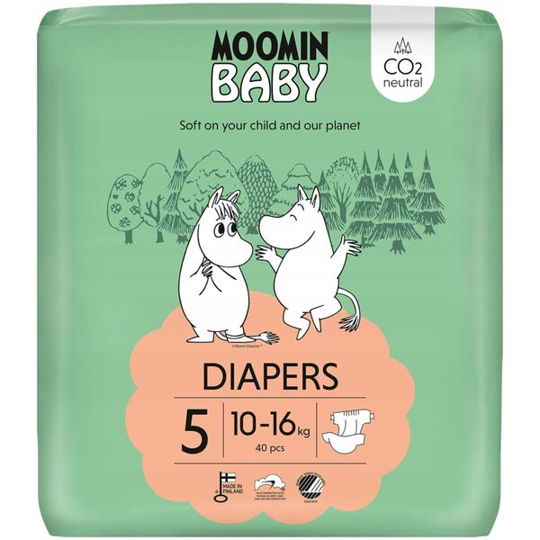MOOMIN Baby, Pieluszki 5 MAXI (10-16 kg), 40 szt. EKO