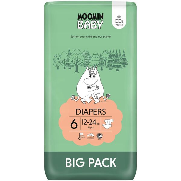MOOMIN Baby, Pieluszki 6 JUNIOR (12-24kg), 51 szt. EKO BIG PACK