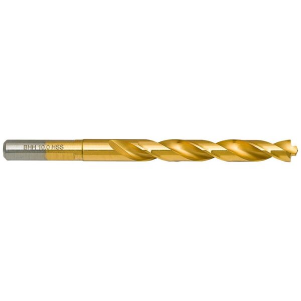 Wiertło do metalu Baildon DIN 338 RN 10 mm, HSS TiN (S), 133-87 mm (chwyt 3-płaszczyznowy)