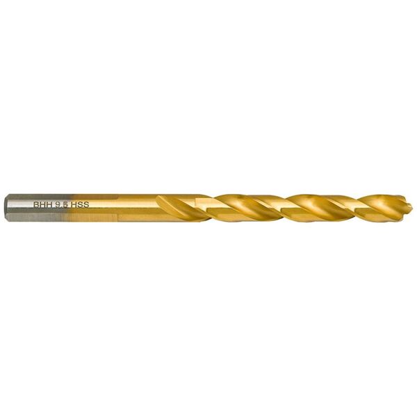 Wiertło do metalu Baildon DIN 338 RN 9,5 mm, HSS TiN (S), 125-81 mm (chwyt 3-płaszczyznowy)
