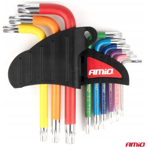 Klucze torx krótkie zestaw 9 szt. s2 amio-04300