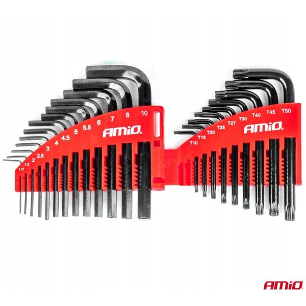 Klucze imbus hex torx crv imbusy zestaw czarne 22 szt. amio-04297