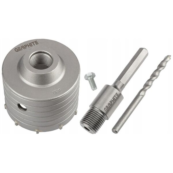 Otwornica widiowa 80 mm z adapterem HEX oraz wiertłem pilotującym