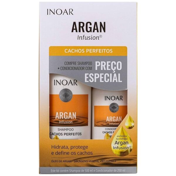 Inoar INOAR Argan Infusion Perfect Curls Duo Kit - banguotų ir garbanotų plaukų rinkinys 500 ml+250 ml 13464107 7908124400313