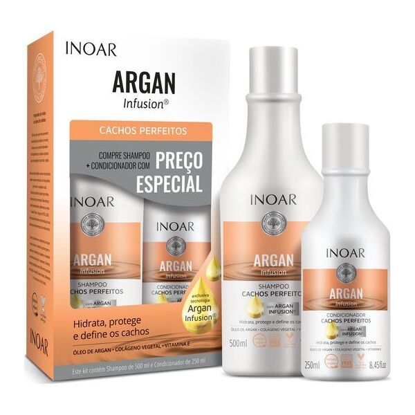 Inoar INOAR Argan Infusion Perfect Curls Duo Kit - banguotų ir garbanotų plaukų rinkinys 500 ml+250 ml 13464107 7908124400313