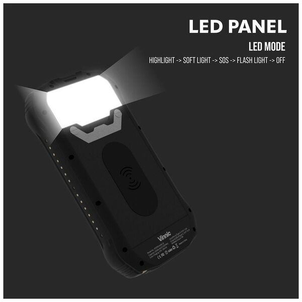 Powerbank Vinnic Vinnic SACA PEAK Solar Powerbank 10.000mAh IP65 1xC 2xA, μαύρο 13864698 4898340000000