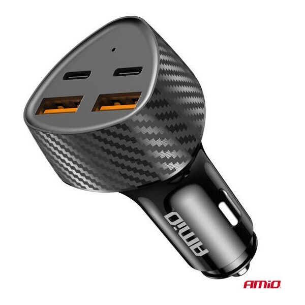 Ładowarka samochodowa 50W 2x USB-A + 2x USB-C AMIO-04284