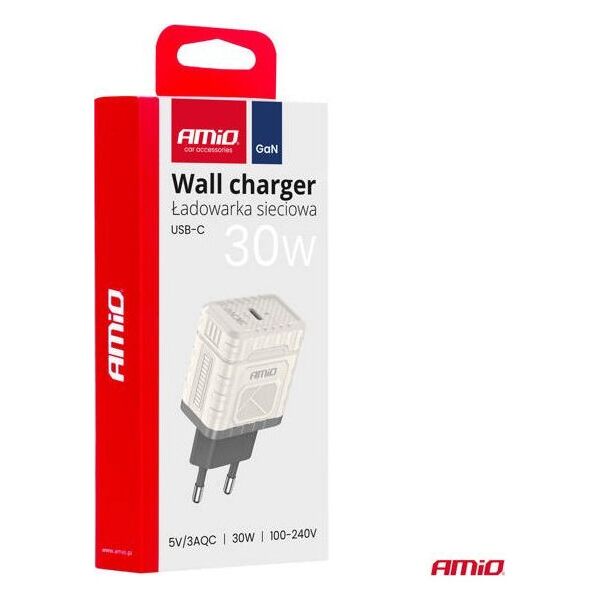 Ładowarka sieciowa Quick Charge GaN PD 30W USB-C AMIO-04285