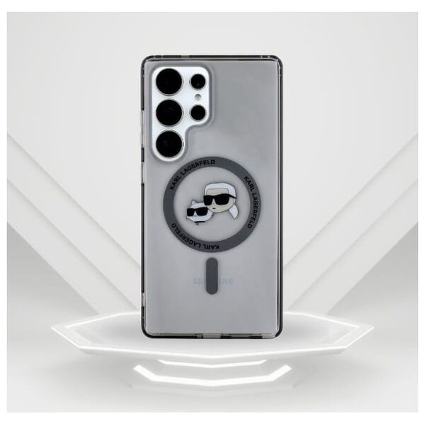 Etui Karl Lagerfeld Button Karl &         Choupette Heads Printed Logo MagSafe Samsung Galaxy S25 Ultra czarny