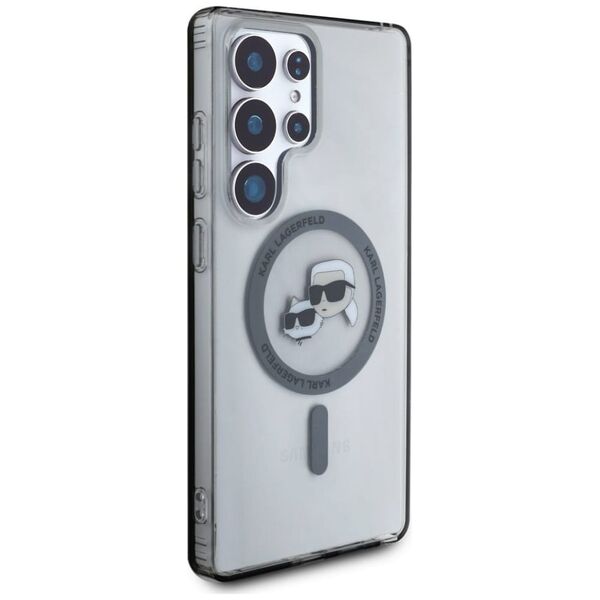 Etui Karl Lagerfeld Button Karl &         Choupette Heads Printed Logo MagSafe Samsung Galaxy S25 Ultra czarny