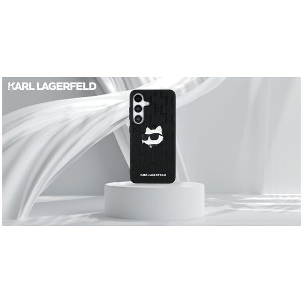 Etui Karl Lagerfeld Leather Monogram Pin  Logo Choupette Head Samsung Galaxy S25 czarny