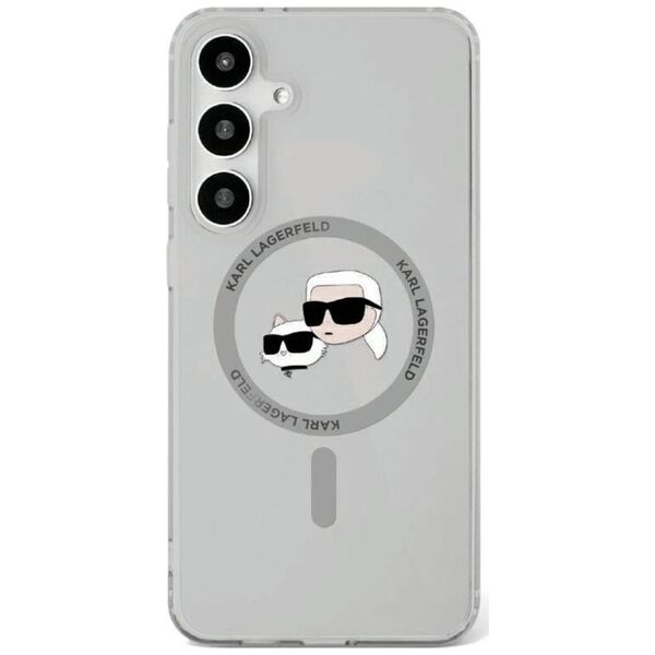 Etui Karl Lagerfeld Button Karl &         Choupette Heads Printed Logo MagSafe Samsung Galaxy S25 czarny