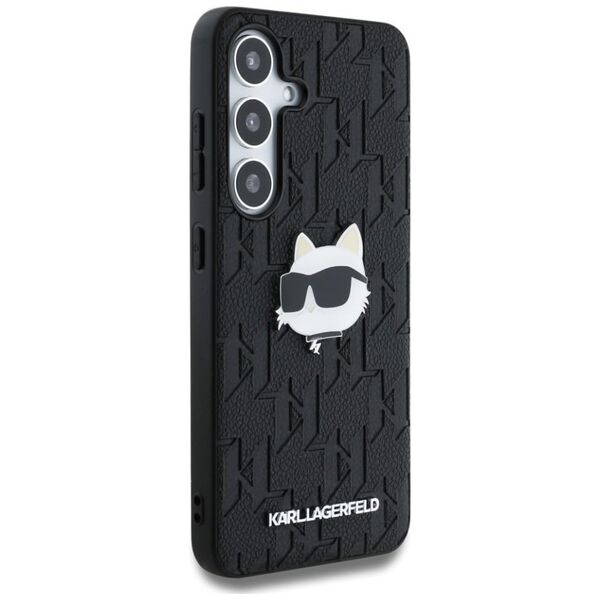 Etui Karl Lagerfeld Leather Monogram Pin  Logo Choupette Head Samsung Galaxy S25 Plus czarny