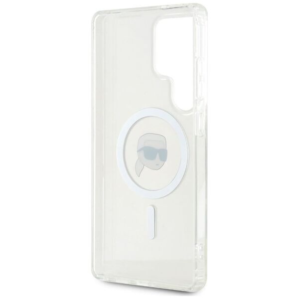 Etui Karl Lagerfeld Button Karl Head      Printed Logo MagSafe Samsung Galaxy S25 Ultra biały