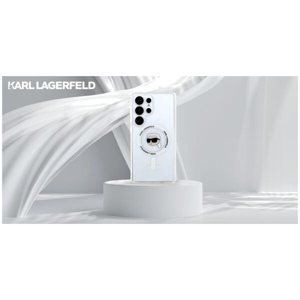 Etui Karl Lagerfeld Button Karl Head      Printed Logo MagSafe Samsung Galaxy S25 Ultra biały