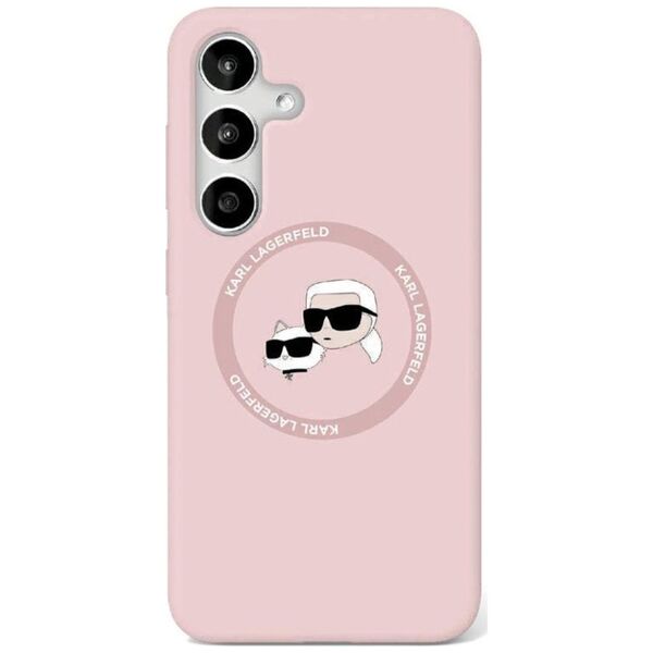 Etui Karl Lagerfeld Silicone Double       Heads And Circle MagSafe Samsung Galaxy S25 różowy