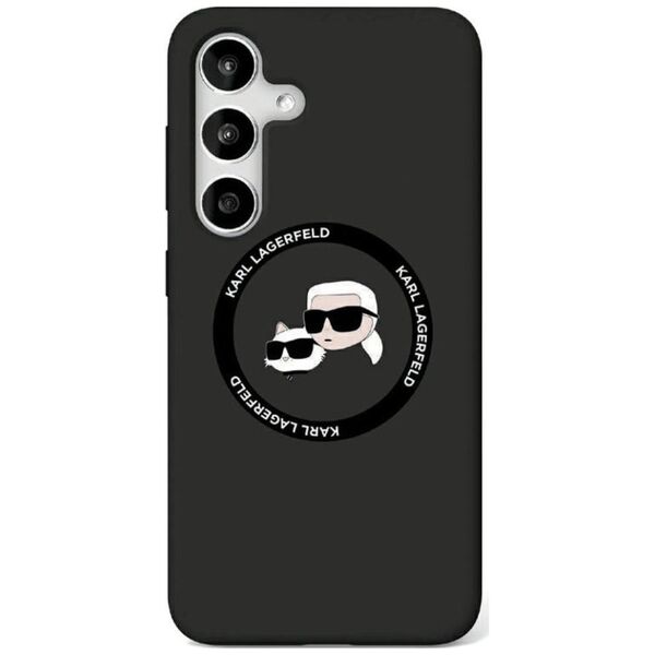 Etui Karl Lagerfeld Silicone Double       Heads And Circle MagSafe Samsung Galaxy S25 czarny
