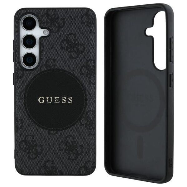 Guess 4G Round Patch Classic Logo MagSafe case for Samsung Galaxy S25 black