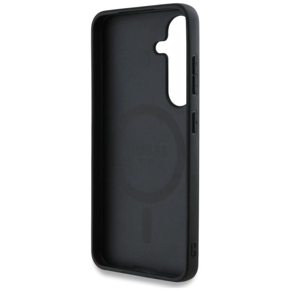 Guess 4G Round Patch Classic Logo MagSafe case for Samsung Galaxy S25 black