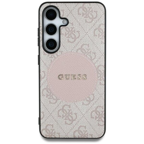 Guess 4G Round Patch Classic Logo MagSafe Case for Samsung Galaxy S25 Ultra Pink